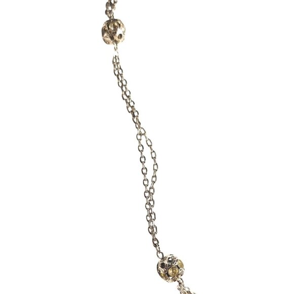 Vintage Necklace Sarah Coventry Silver-Tone Layered Gold-Tone Rhinestones Beads - Picture 2 of 6